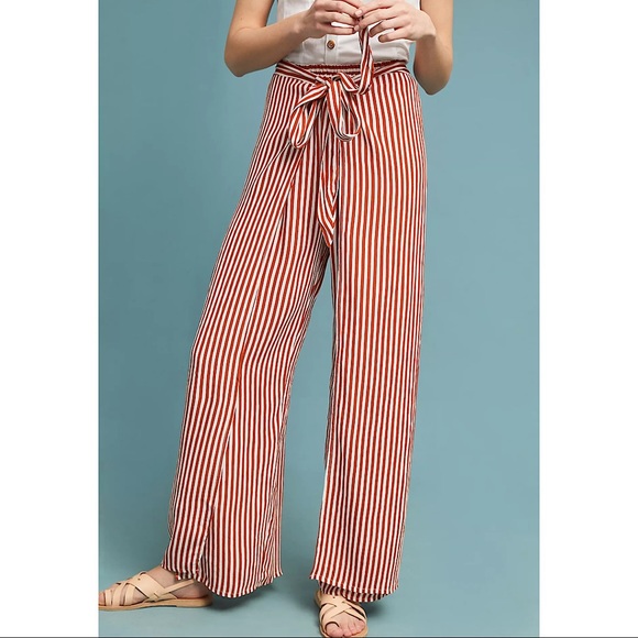 Anthropologie Pants - Anthropologie Faithfull the Brand Split Wide Leg Striped Pants Sz S EUC